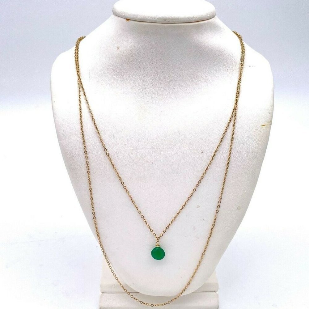 Wendy Mink Women's Layered Two Strand Drop Pendant Necklace Gold Tone Chain